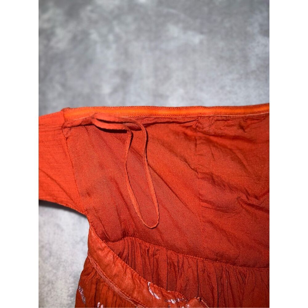 Free People Strapless Midi Dress XS Orange Florals - Picture 4 of 13